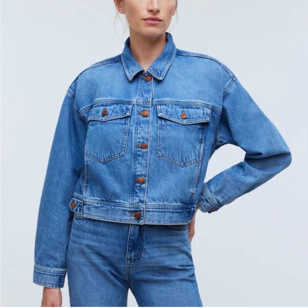 Classic Blue Denim Jacket Slouchy Cropped